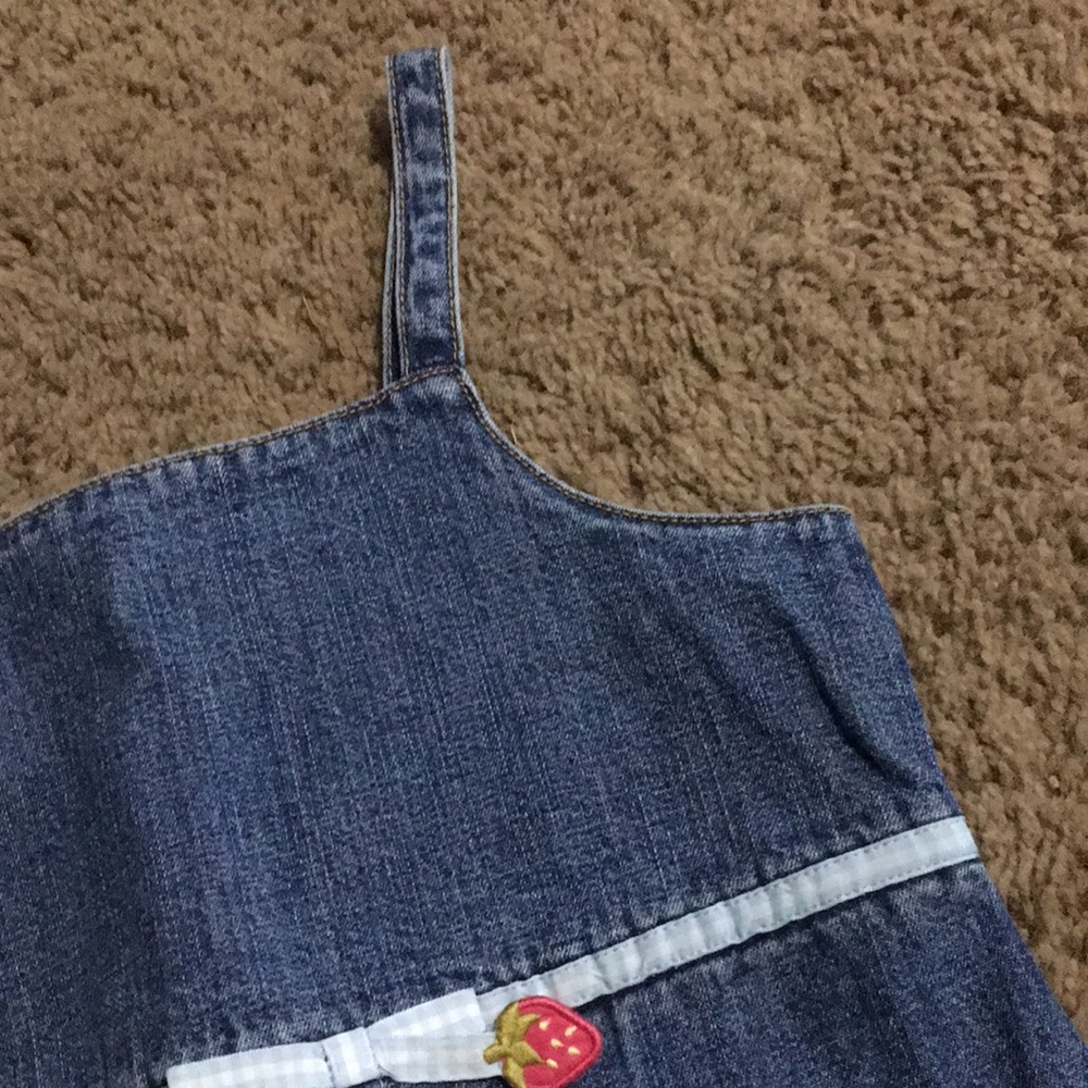 Vintage Gymboree Strawberry Patch denim jean dress with pockets Sz 6 - Picture 7 of 10